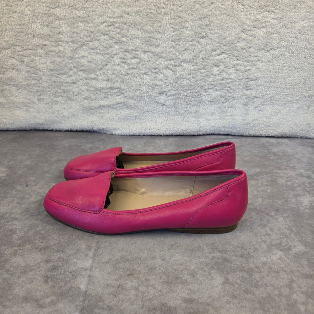 Bandolino Womens Magenta Pink Leather Square Toe Loafers Flats 10.5M